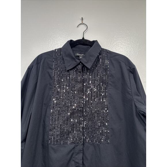 Banana Republic Sequin Button Front Shirt Women's Size Medium Sparkle Holiday - Picture 2 of 7